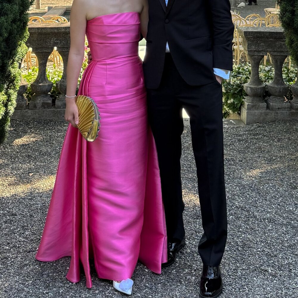 SOLACE LONDON Tiffany strapless pleated satin-twill gown